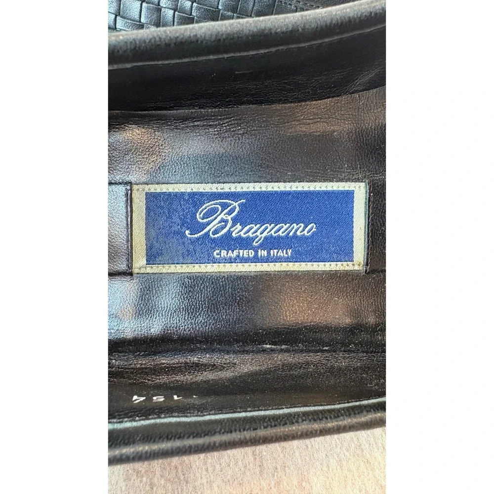 Bragano Made in Italy Mens Woven Leather Loafers Black Size 8 M C01154